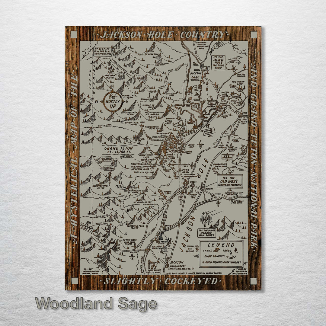 Jackson Hole and Grand Teton National Park Hysterical Map - Fire & Pine