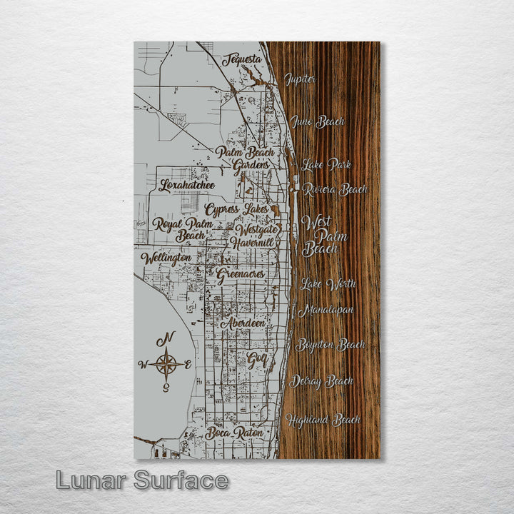 West Palm Beach, Florida Whimsical Map - Fire & Pine