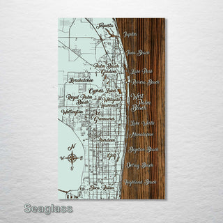 West Palm Beach, Florida Whimsical Map - Fire & Pine