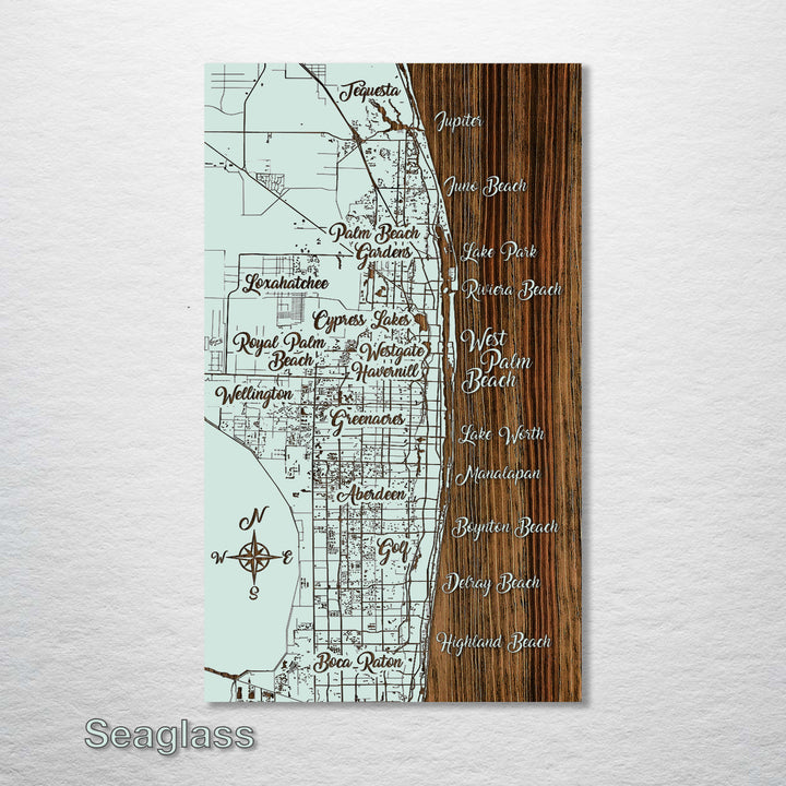 West Palm Beach, Florida Whimsical Map - Fire & Pine