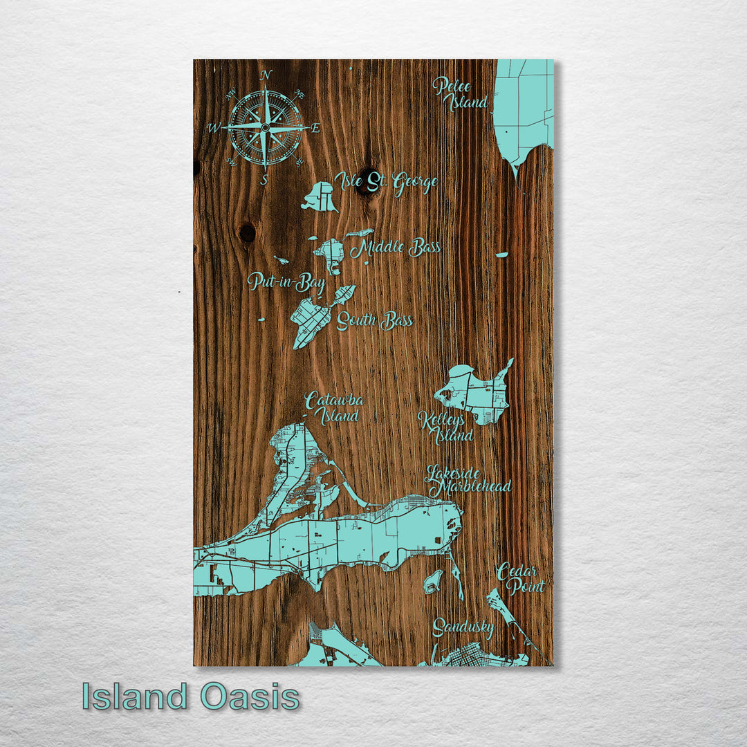 Bass Islands, Ohio Whimsical Map - Fire & Pine