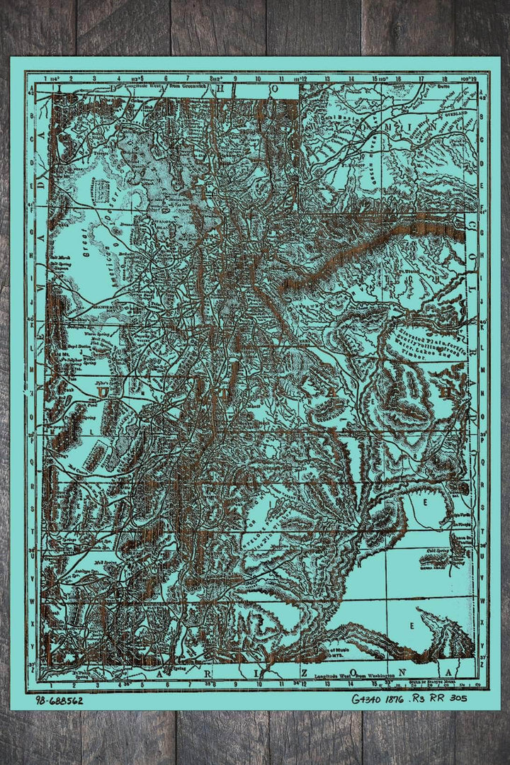 Indexed Map of Utah 1876 - Fire & Pine