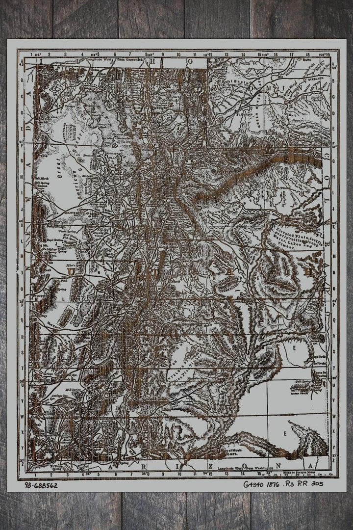 Indexed Map of Utah 1876 - Fire & Pine